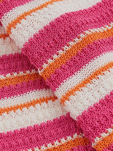 Reiss x Smiley Kids' Harley Striped Cotton Blend Knit Culottes, Pink/Multi - view 2, Pink/Multi