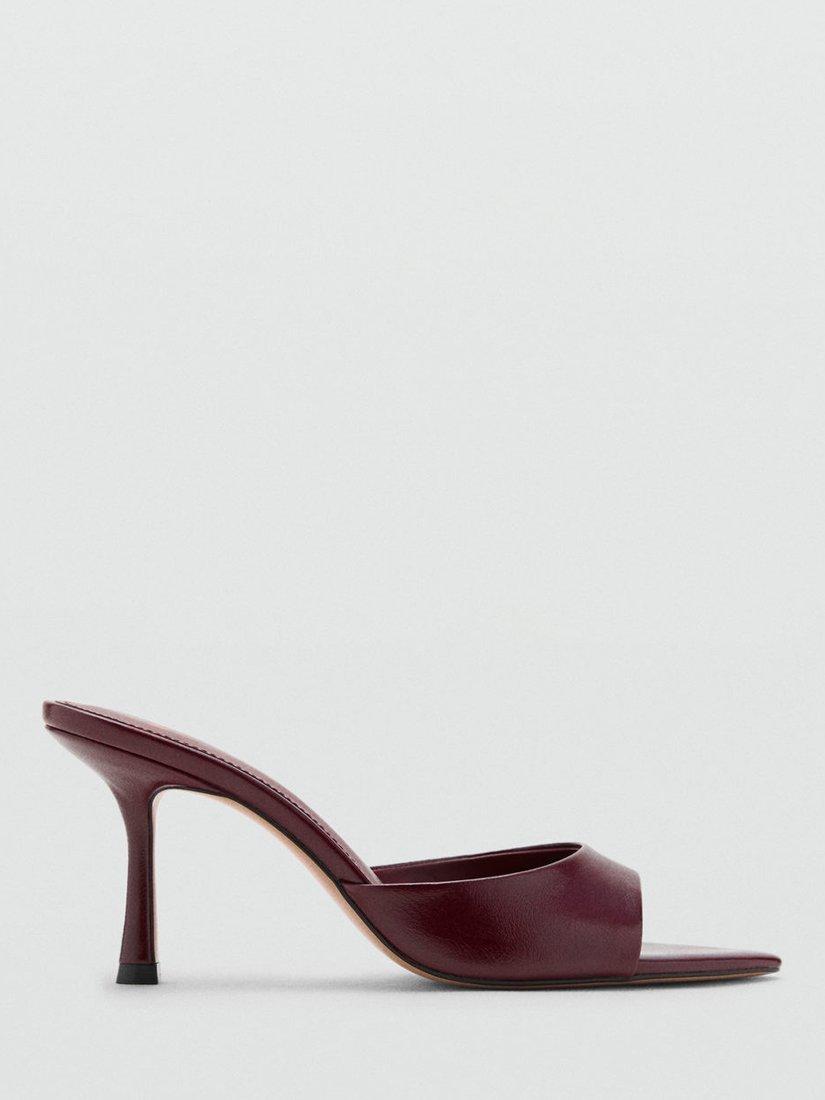 Product image 1 of 4, which shows Mango Pepy Pointed Heeled Mules, Dark Red, 2