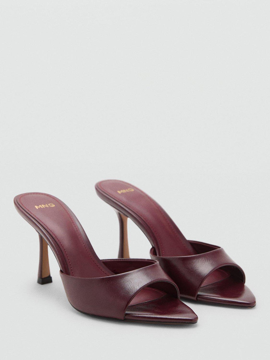 Product image 2 of 4, which shows Mango Pepy Pointed Heeled Mules, Dark Red, 2