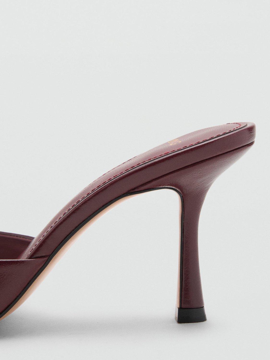 Product image 3 of 4, which shows Mango Pepy Pointed Heeled Mules, Dark Red, 2