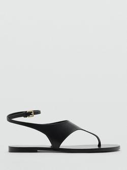 Mango Wally Leather Sandals, Black