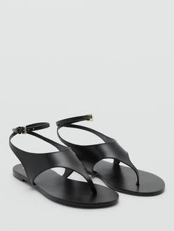 Mango Wally Leather Sandals - view 2, Black
