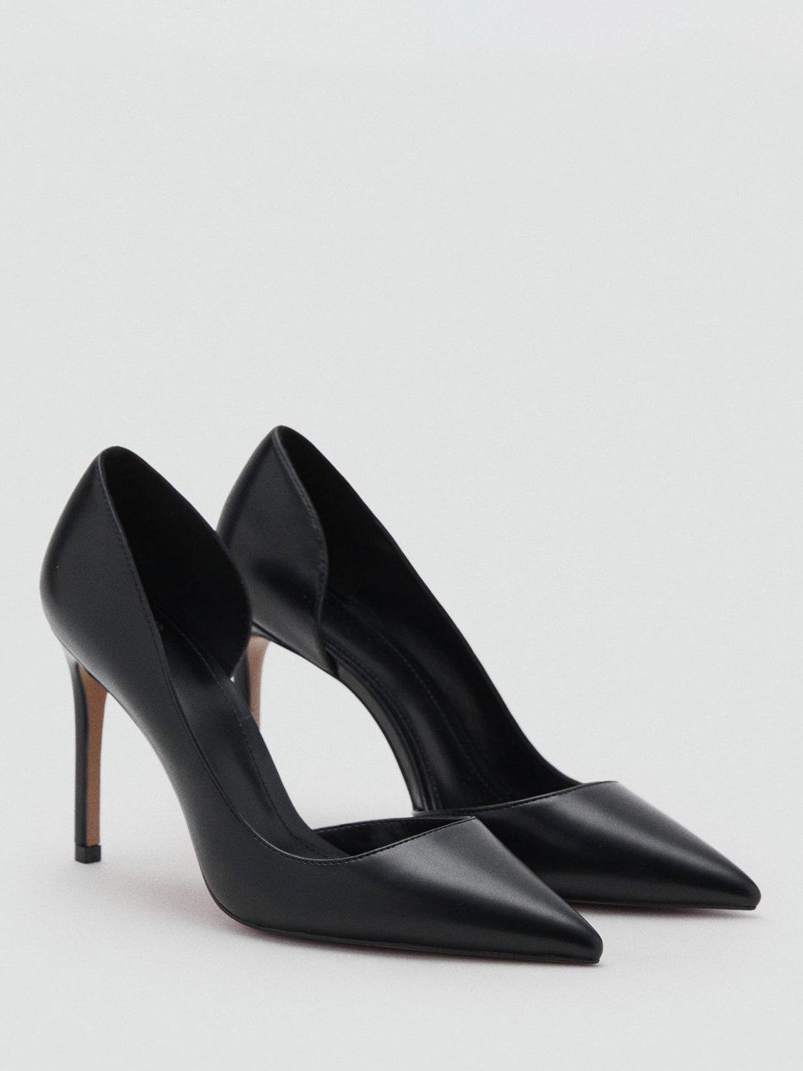 Product image 2 of 4, which shows Mango Audrey Patent Asymmetric Pointed Heeled Courts, Black, 2
