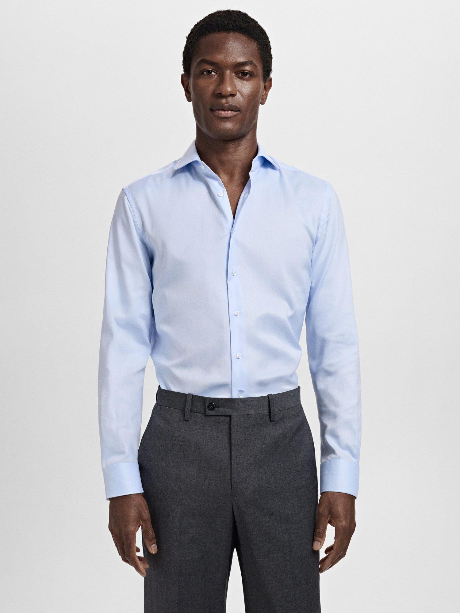 Product image 1 of 8, which shows Mango Emporda Cotton Shirt, Lt-pastel Blue, L