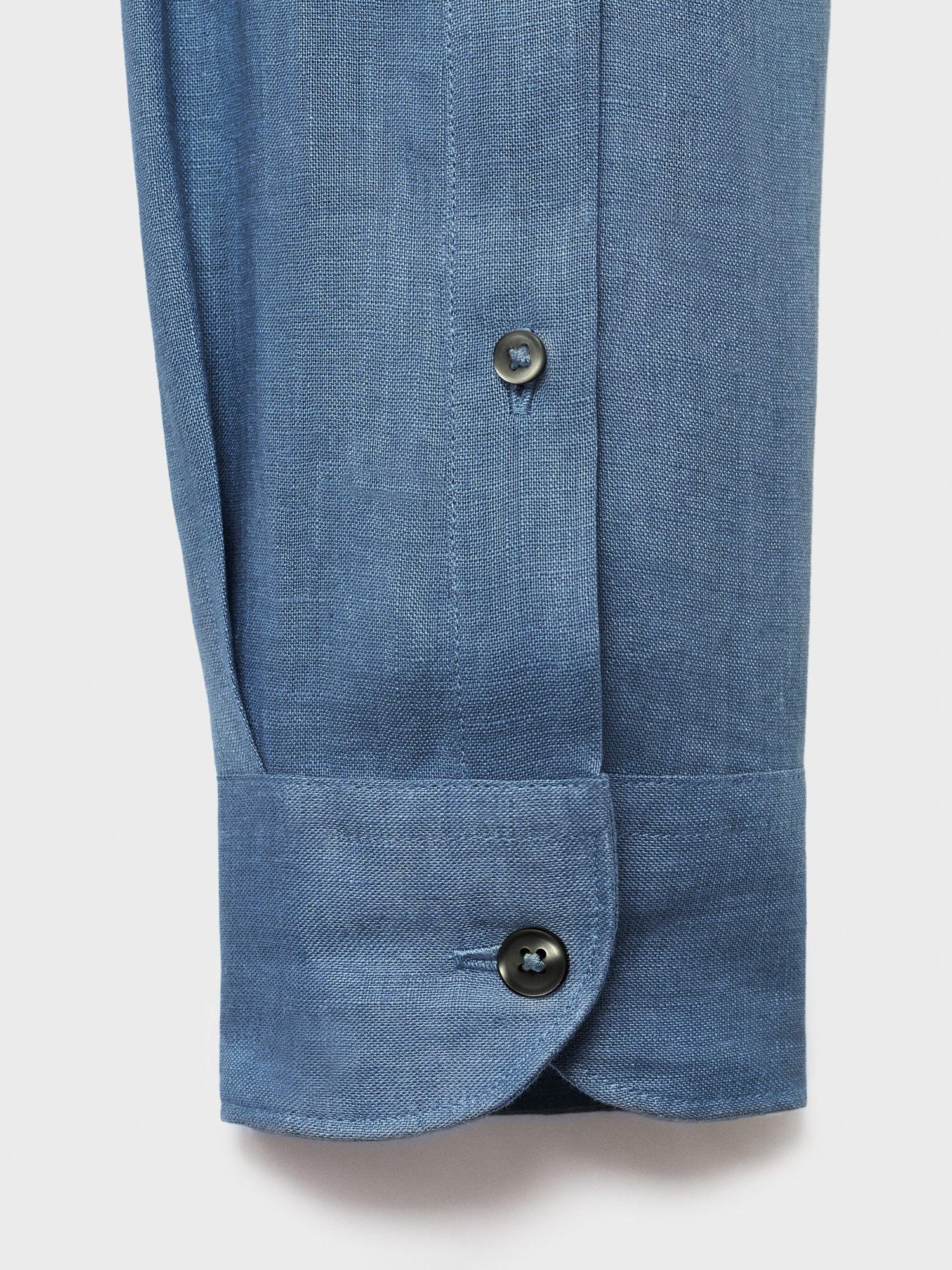 Product image 5 of 9, which shows Mango Parrot Linen Regular Fit Shirt, Pastel Blue, XXL