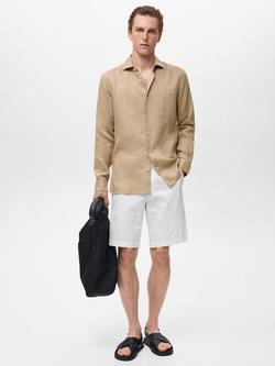 Mango Tucan Linen Shirt - view 2, Light Beige