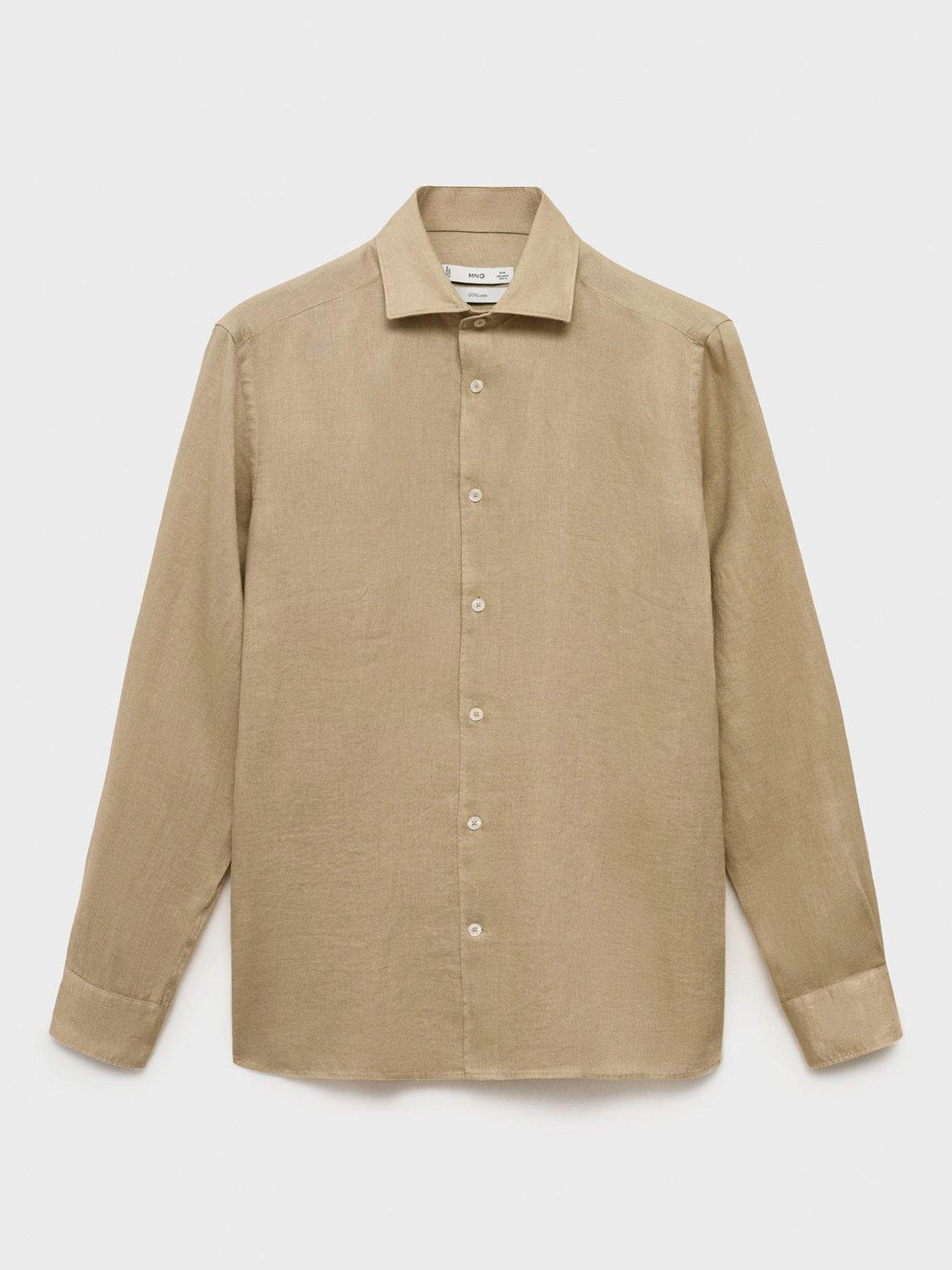 Product image 3 of 9, which shows Mango Tucan Linen Shirt, Light Beige, M