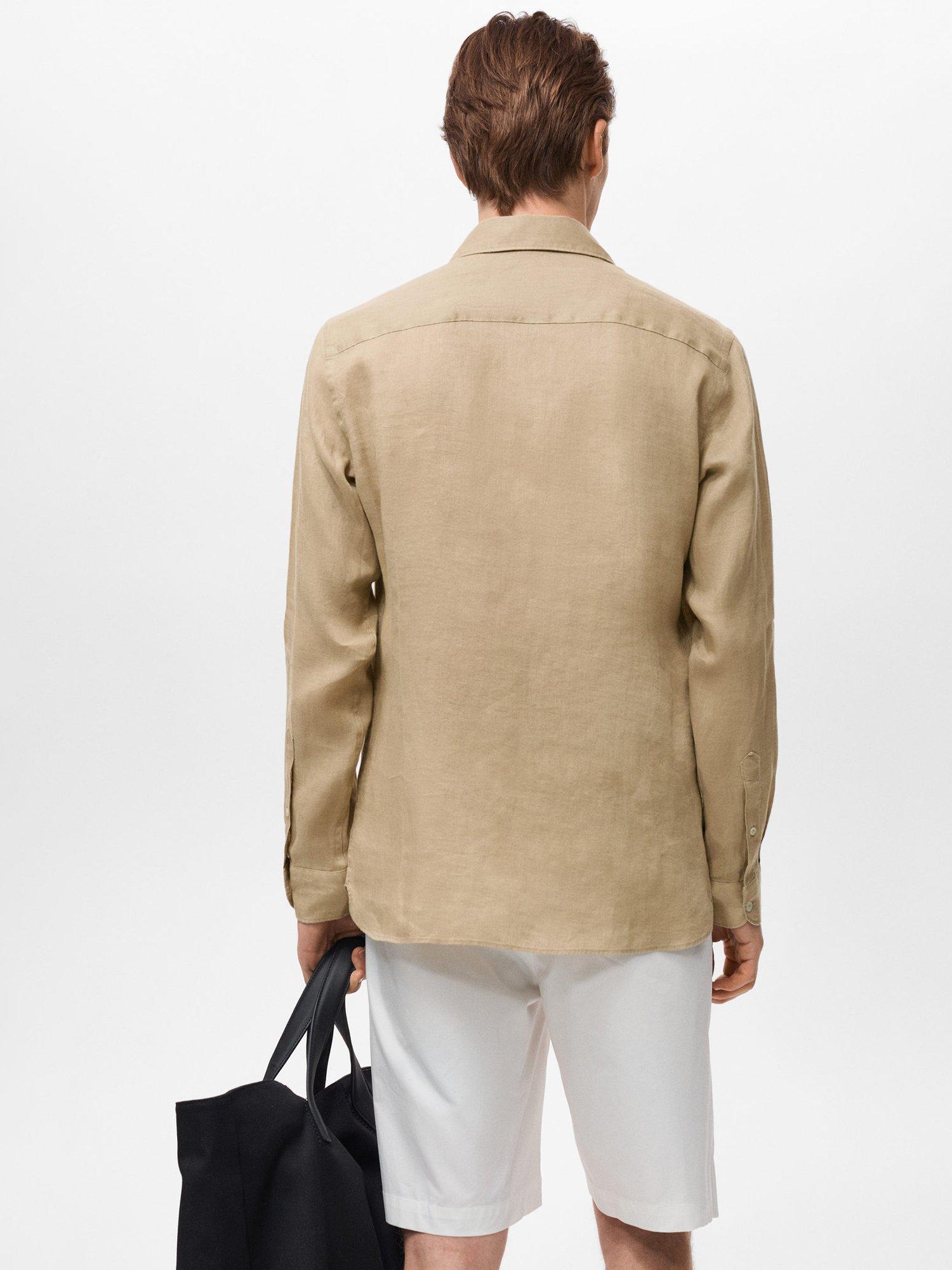 Product image 4 of 9, which shows Mango Tucan Linen Shirt, Light Beige, M