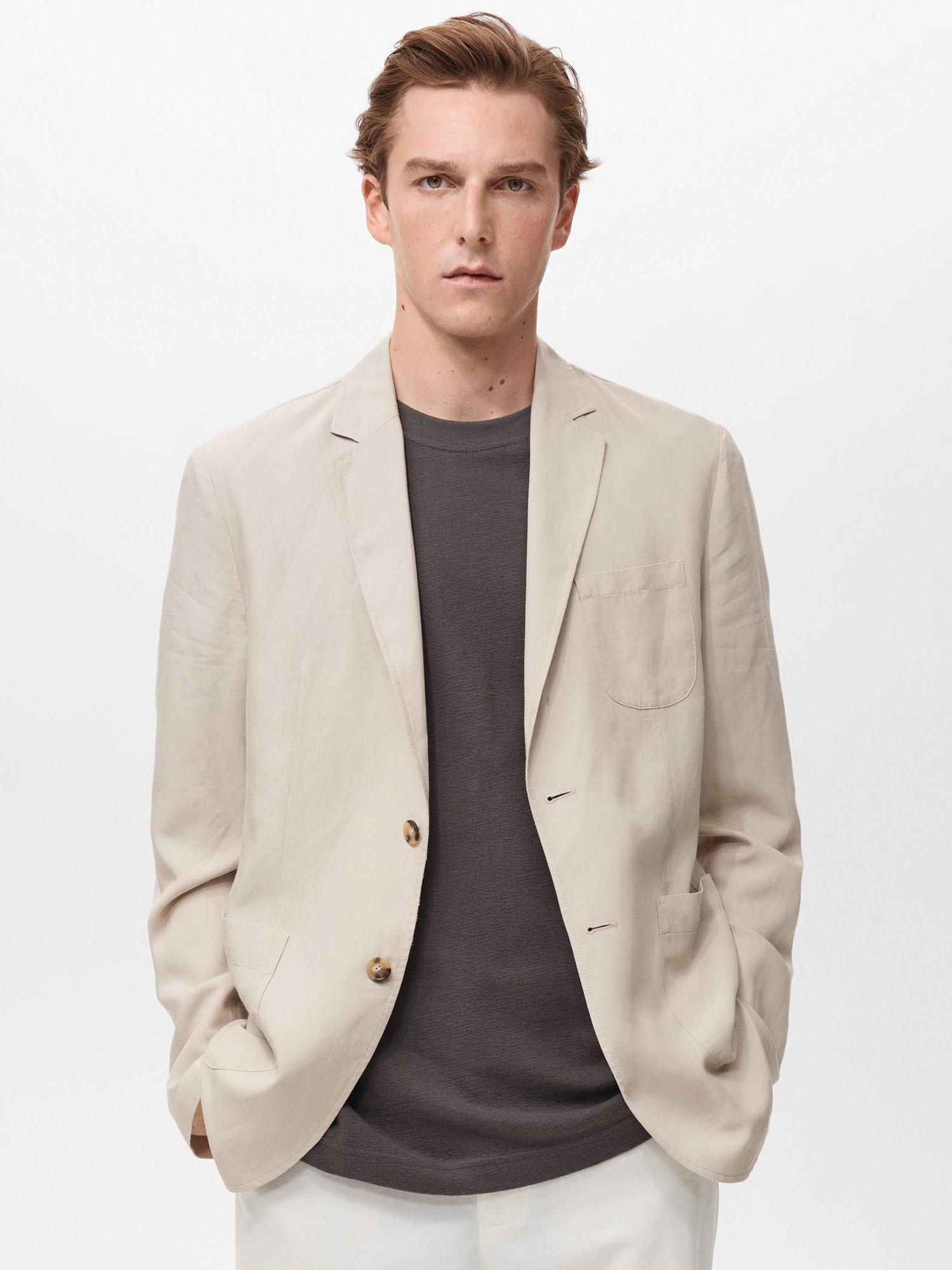 Product image 1 of 8, which shows Mango Delave Single Breasted Blazer, Light Beige, 38
