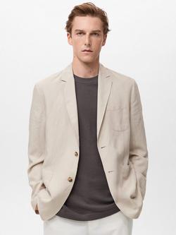 Mango Delave Single Breasted Blazer, Light Beige