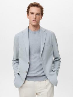 Mango Verner Slim Fit Blazer, Mid Blue