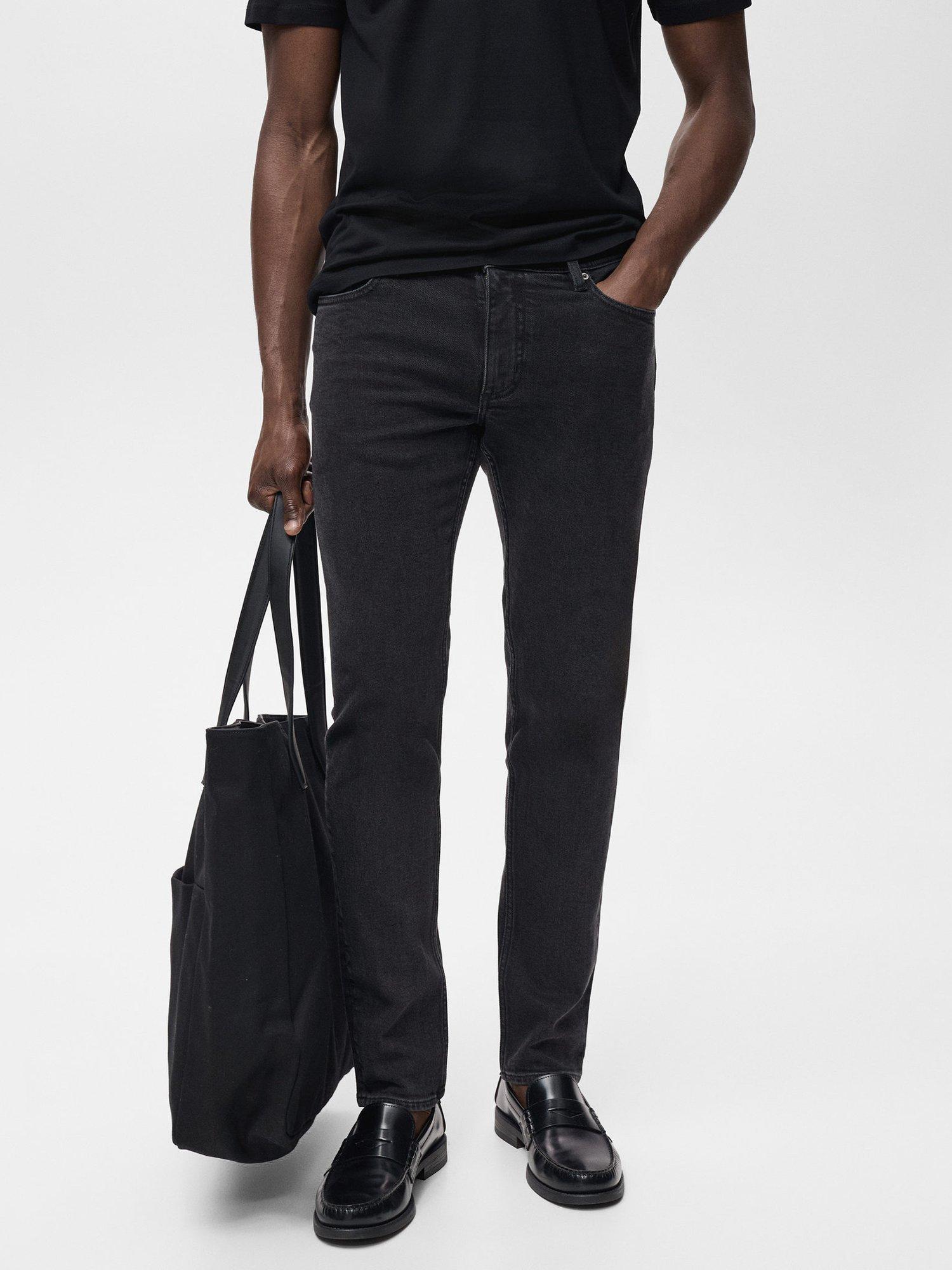 Product image 1 of 8, which shows Mango Jan Slim Fit Mid Rise Jeans, Black, 29