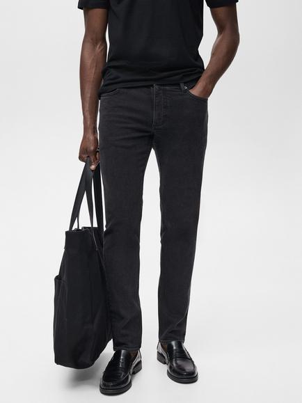 Mango Jan Slim Fit Mid Rise Jeans, Black