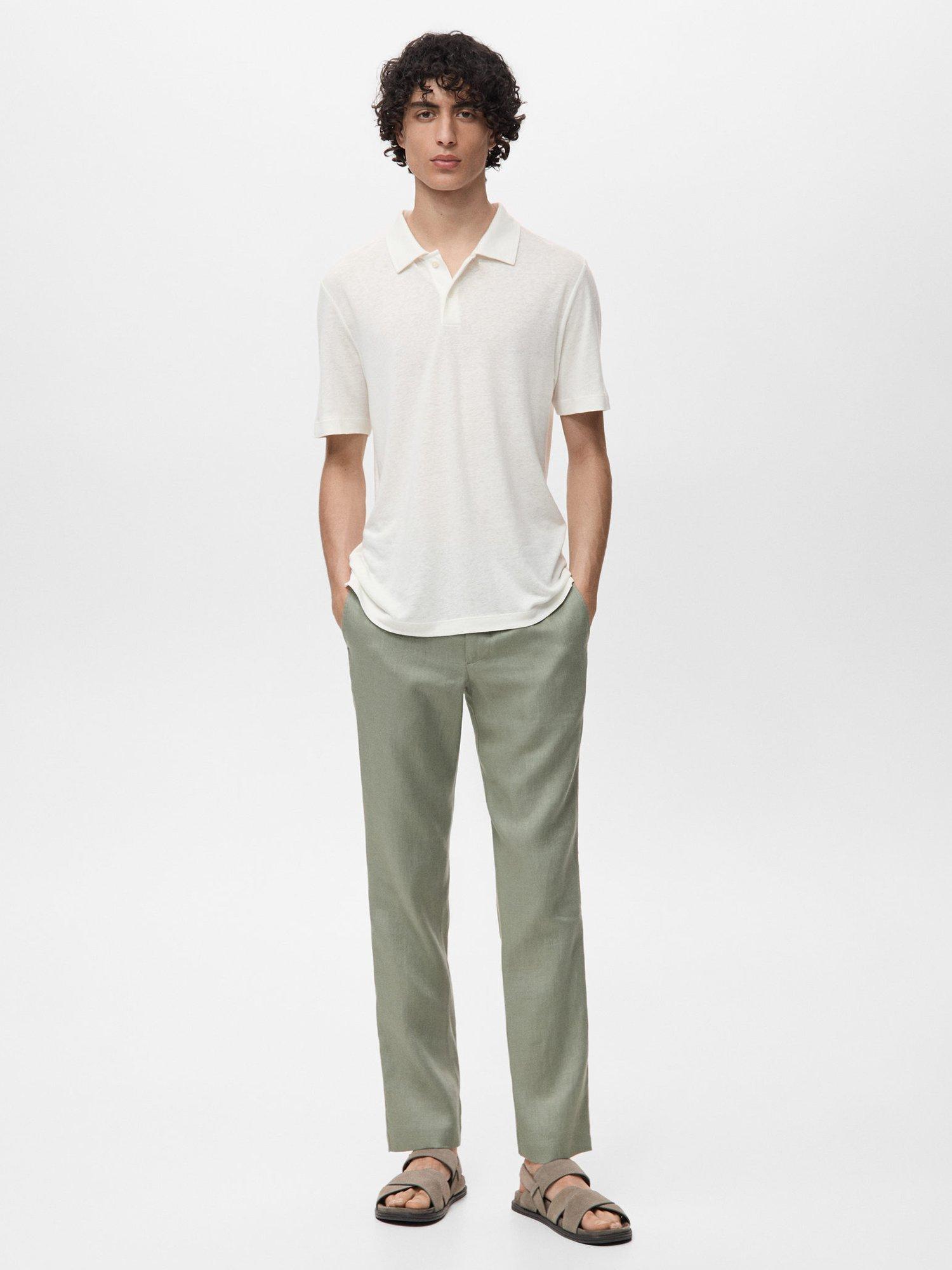 Product image 2 of 8, which shows Mango Amberes Linen Blend Polo Shirt, White, L