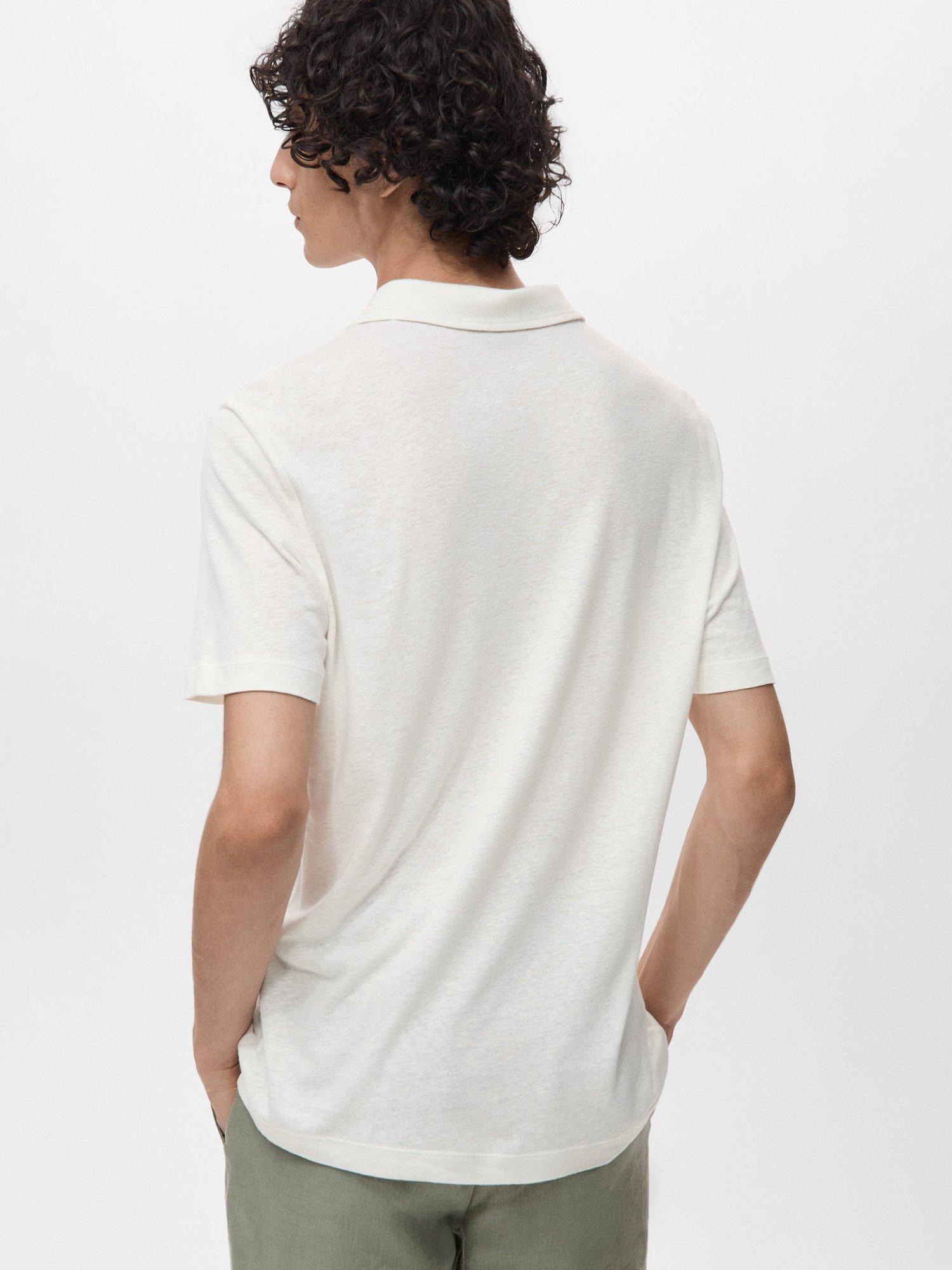Product image 4 of 8, which shows Mango Amberes Linen Blend Polo Shirt, White, L