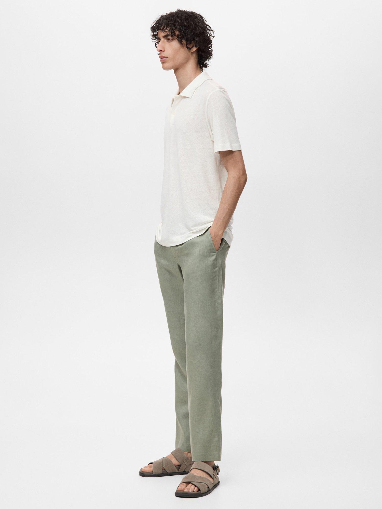 Product image 7 of 8, which shows Mango Amberes Linen Blend Polo Shirt, White, L