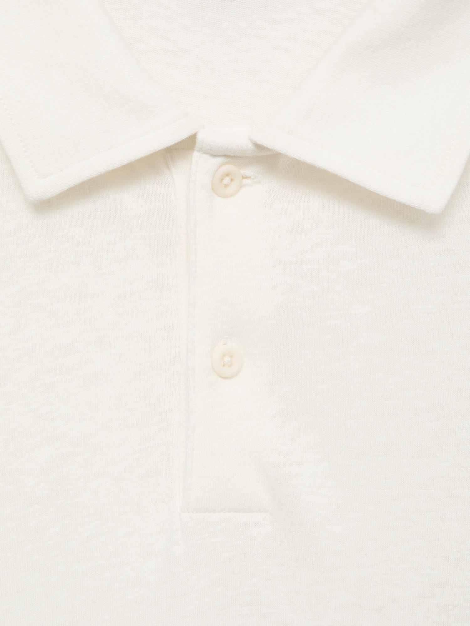 Product image 8 of 8, which shows Mango Amberes Linen Blend Polo Shirt, White, L