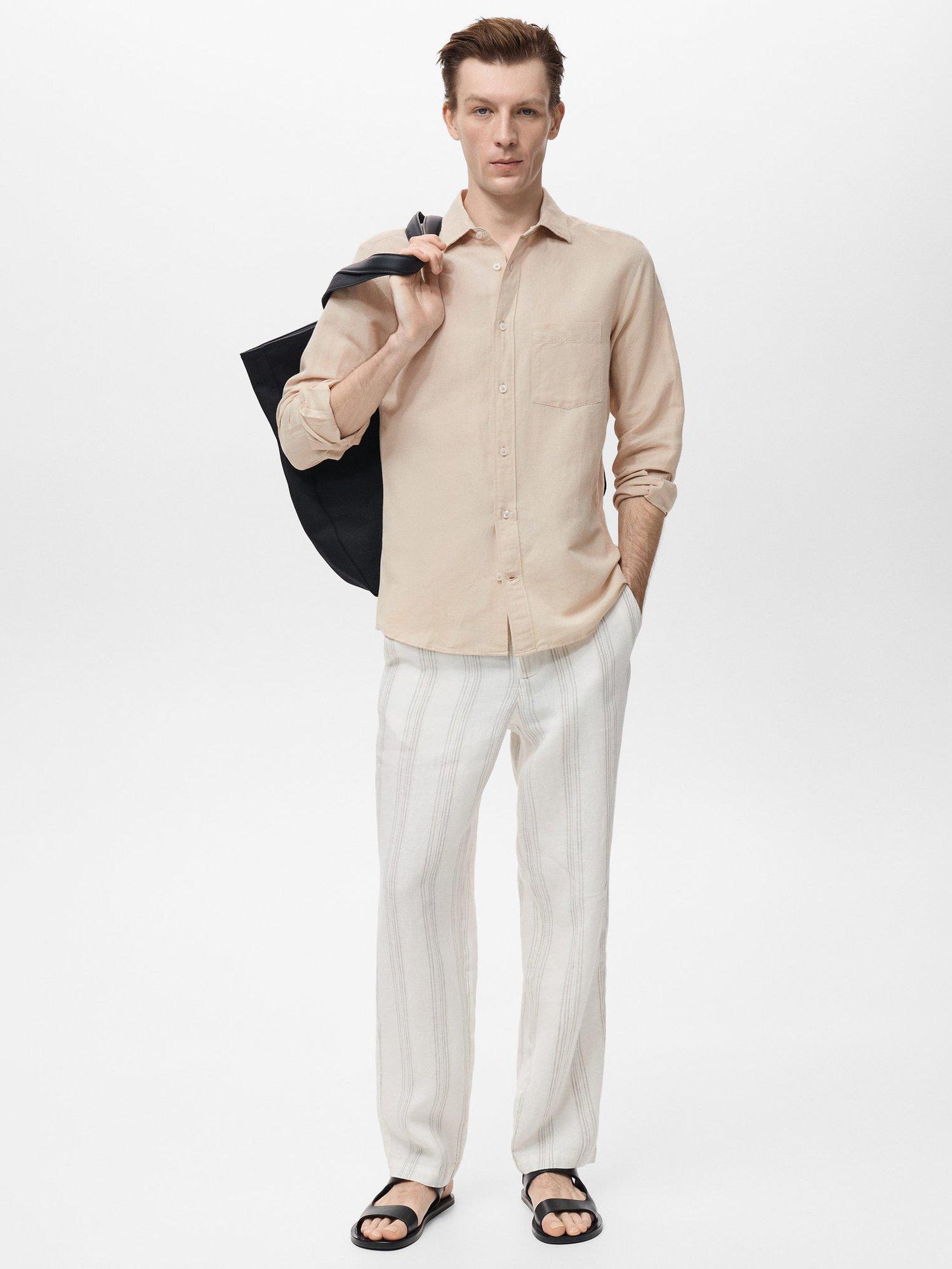 Product image 2 of 8, which shows Mango Avispa Linen Cotton Blend Shirt, Pastel Brown, L