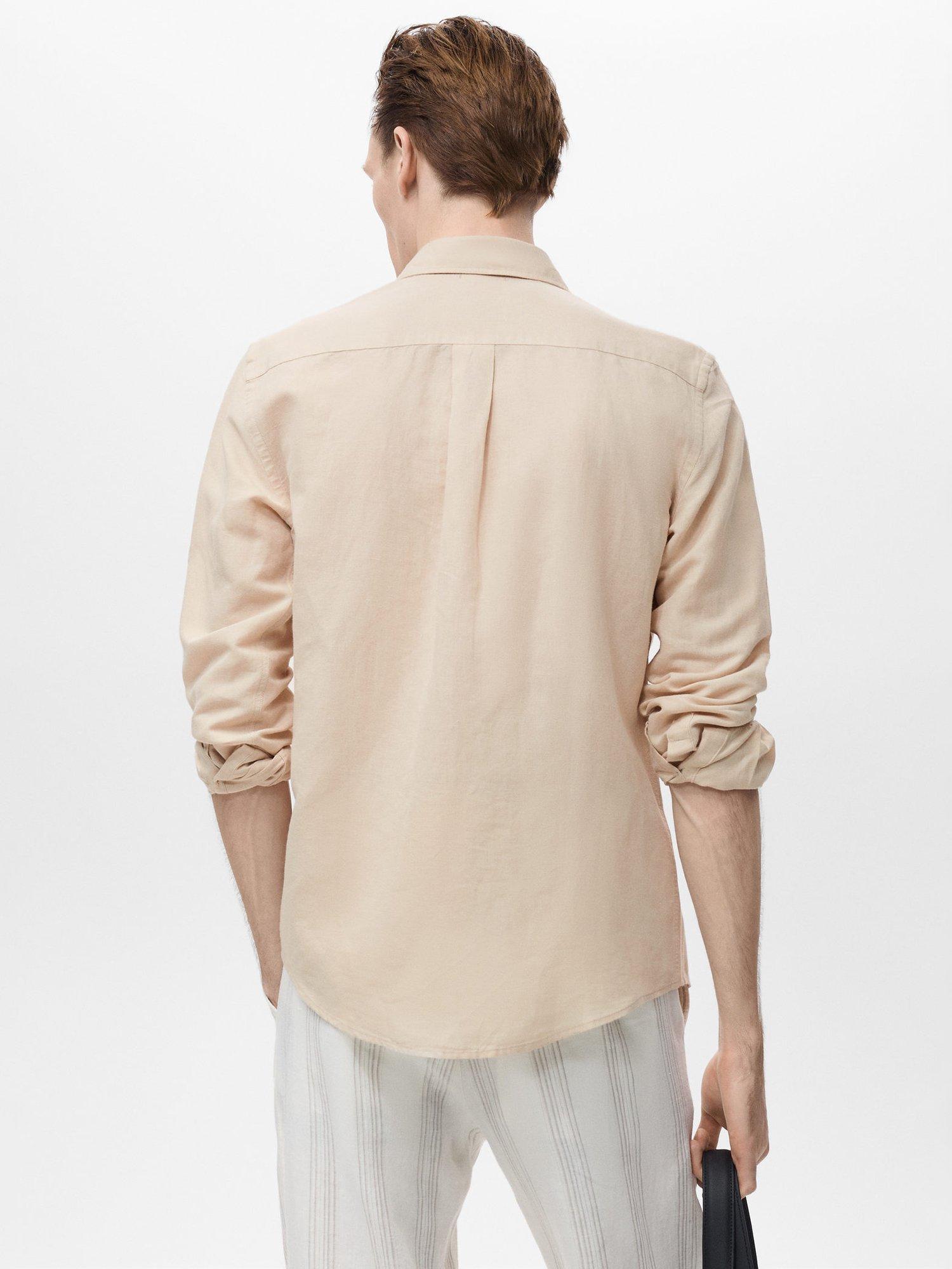 Product image 4 of 8, which shows Mango Avispa Linen Cotton Blend Shirt, Pastel Brown, L