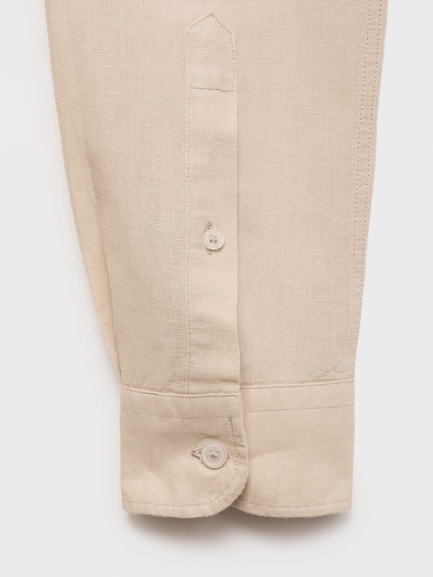 Product image 5 of 8, which shows Mango Avispa Linen Cotton Blend Shirt, Pastel Brown, L