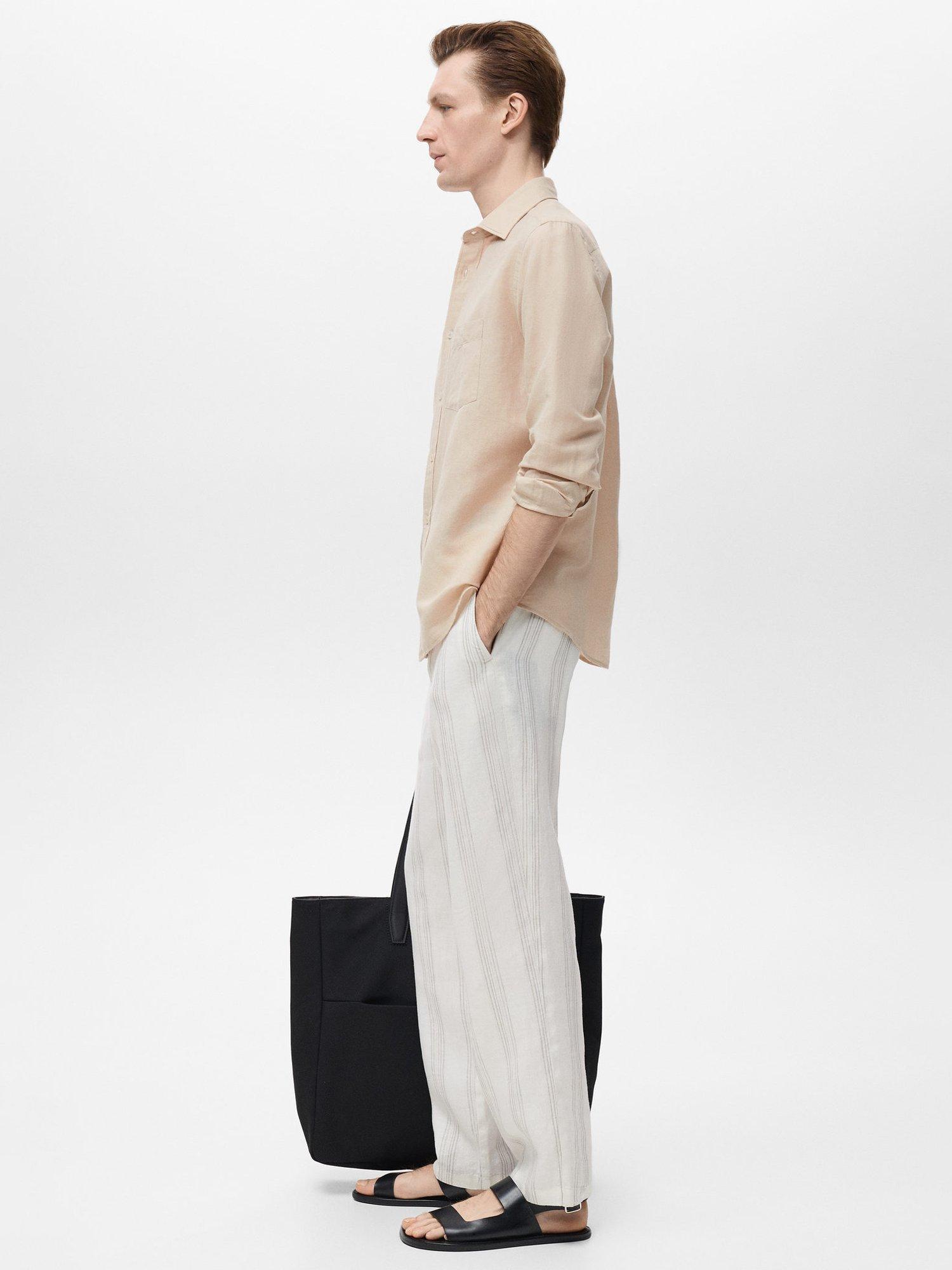 Product image 7 of 8, which shows Mango Avispa Linen Cotton Blend Shirt, Pastel Brown, L