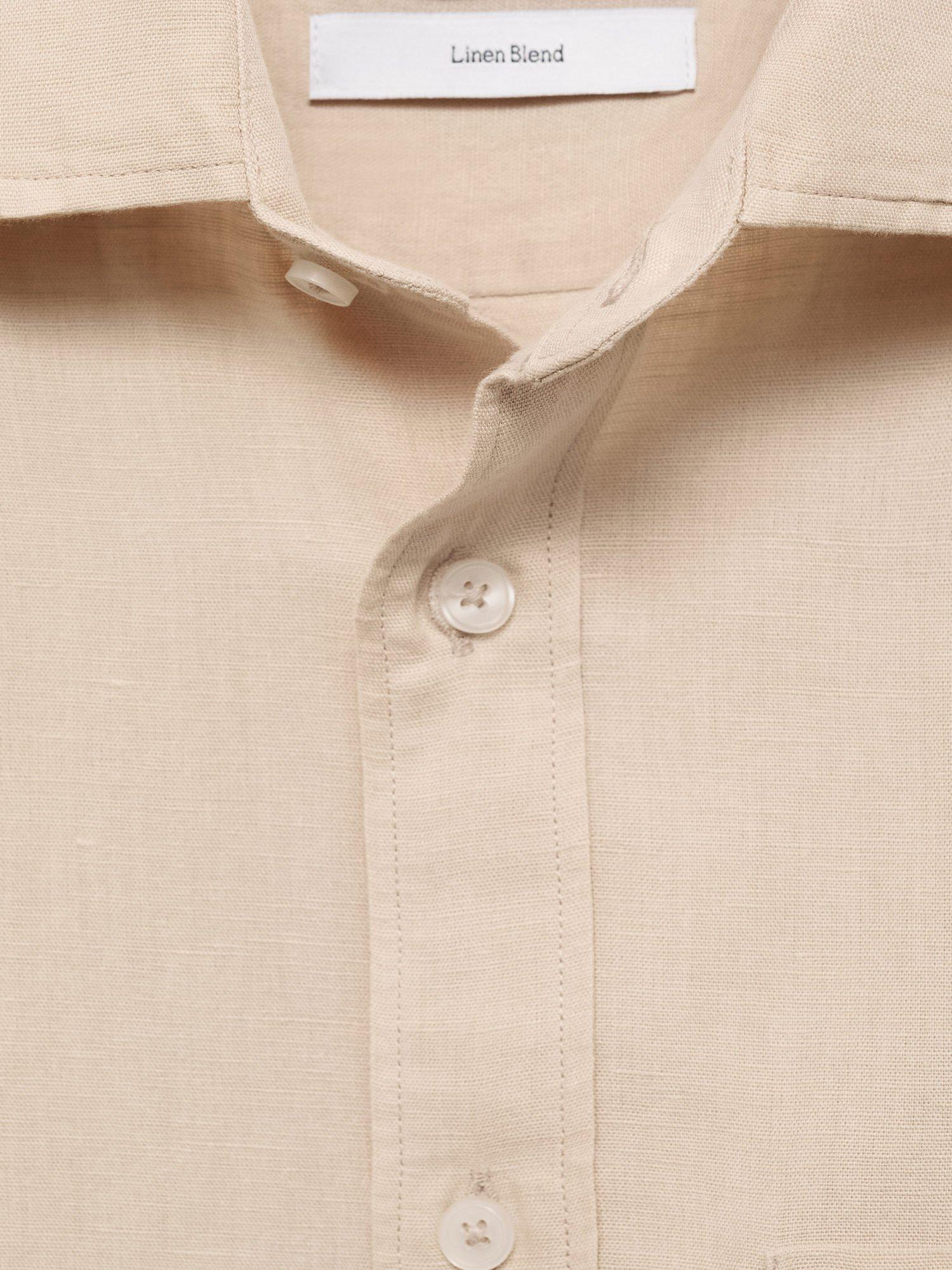 Product image 8 of 8, which shows Mango Avispa Linen Cotton Blend Shirt, Pastel Brown, L
