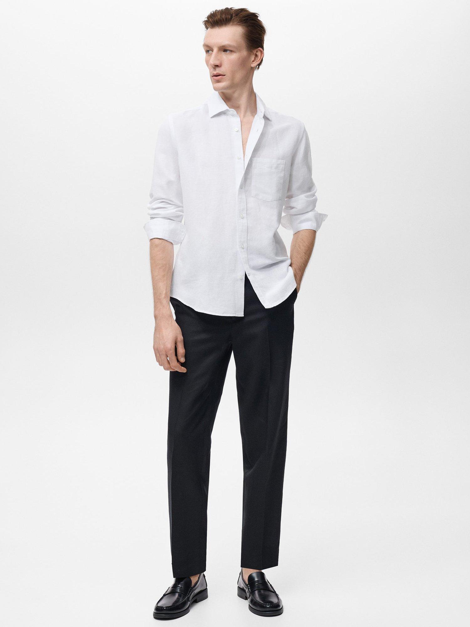 Product image 2 of 8, which shows Mango Avispa Linen Cotton Blend Shirt, White, XXL