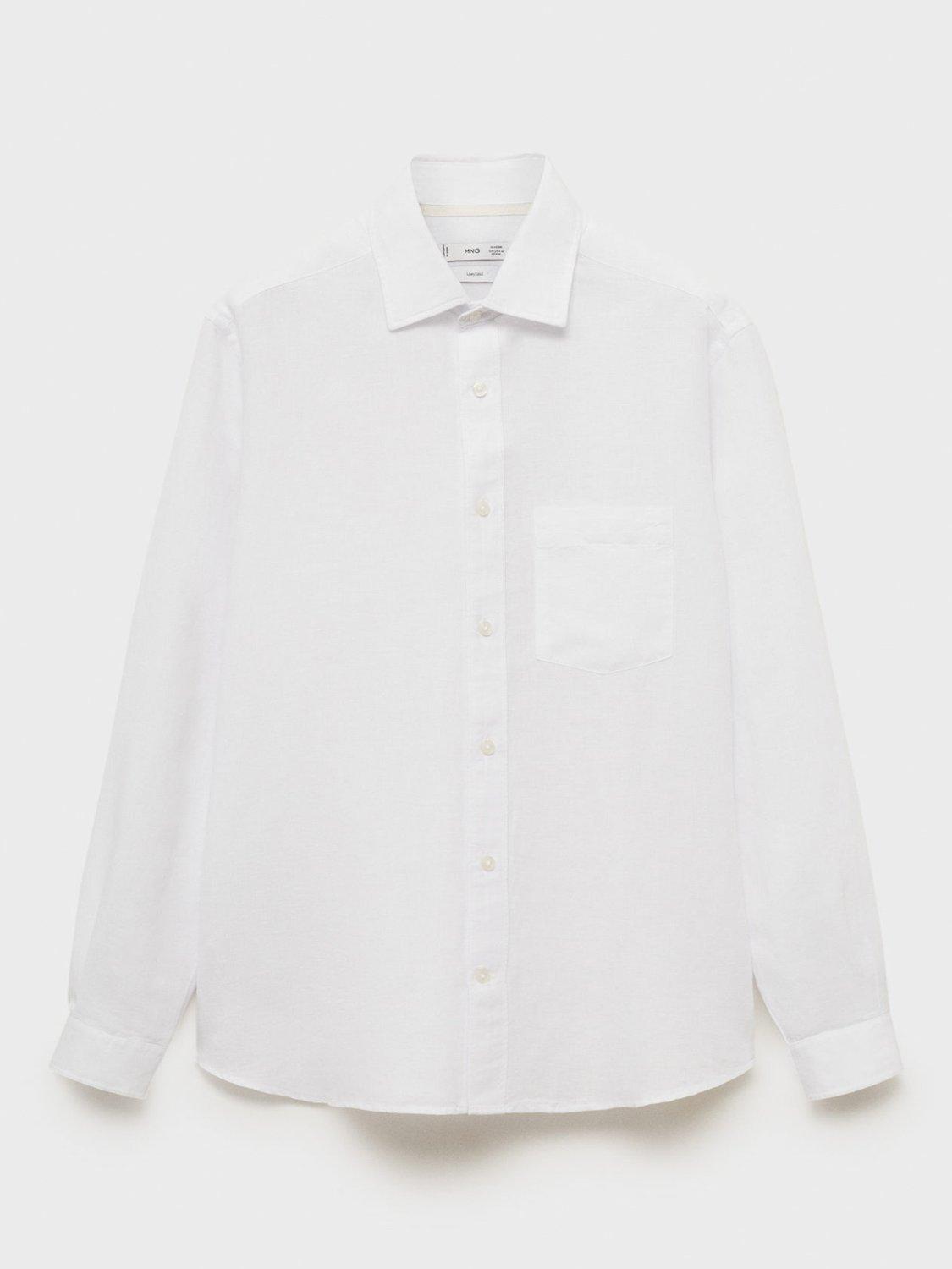 Product image 3 of 8, which shows Mango Avispa Linen Cotton Blend Shirt, White, XXL