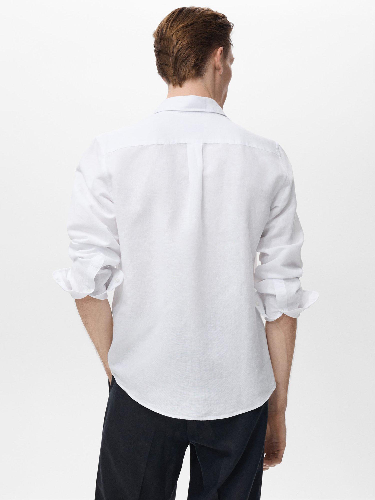 Product image 4 of 8, which shows Mango Avispa Linen Cotton Blend Shirt, White, XXL
