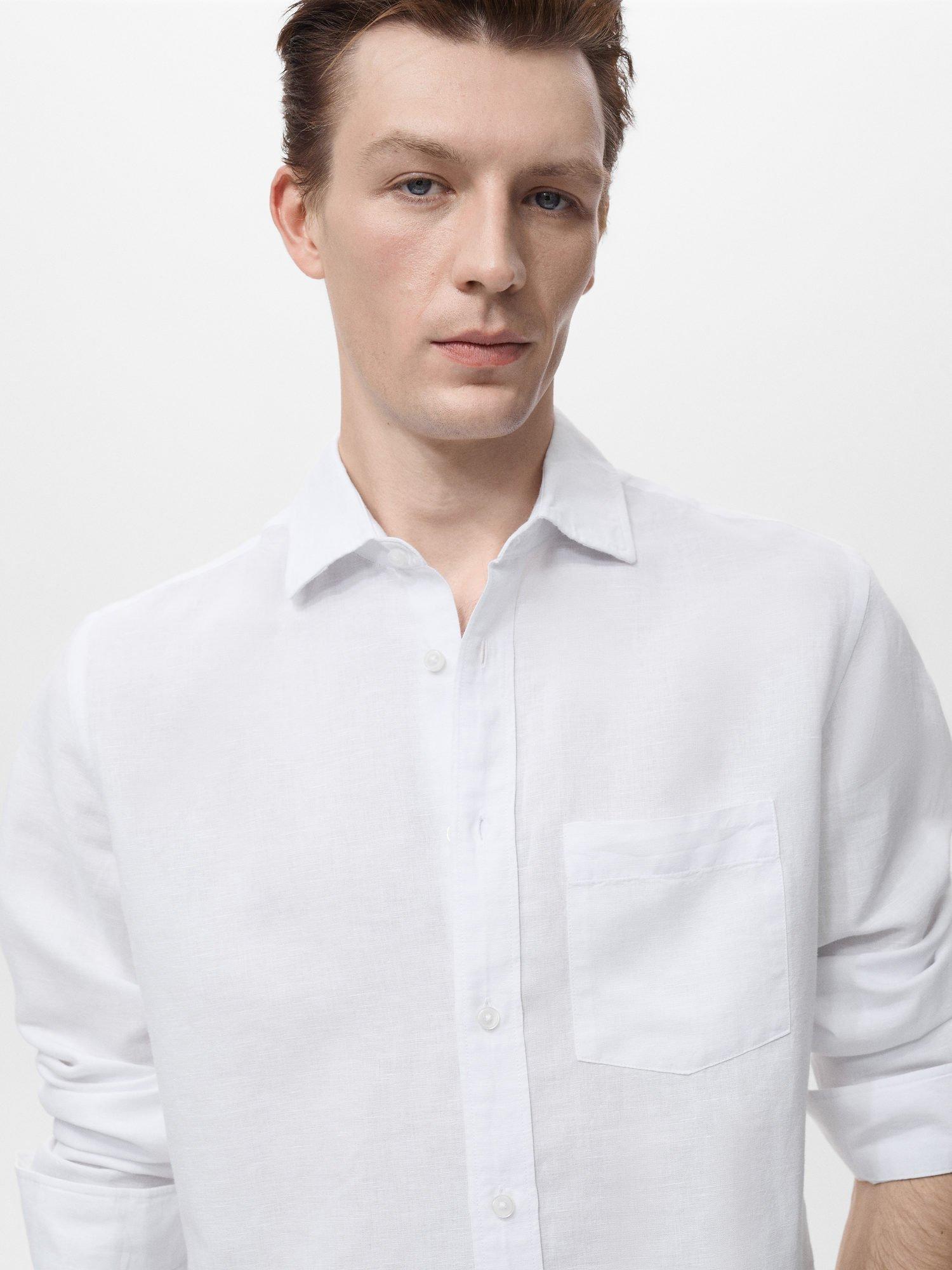 Product image 6 of 8, which shows Mango Avispa Linen Cotton Blend Shirt, White, XXL