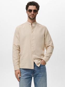Mango Chennai Linen Cotton Blend Shirt, Pastel Brown
