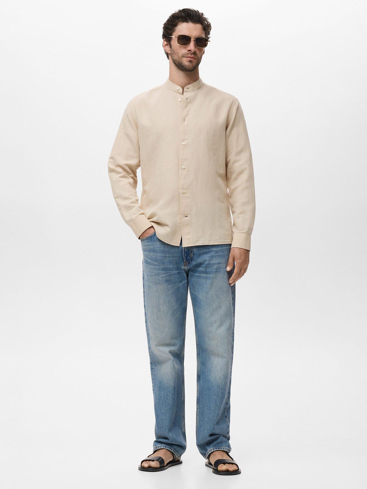 Product image 2 of 9, which shows Mango Chennai Linen Cotton Blend Shirt, Pastel Brown, S