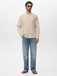 Mango Chennai Linen Cotton Blend Shirt, Pastel Brown