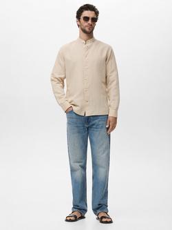 Mango Chennai Linen Cotton Blend Shirt - view 2, Pastel Brown