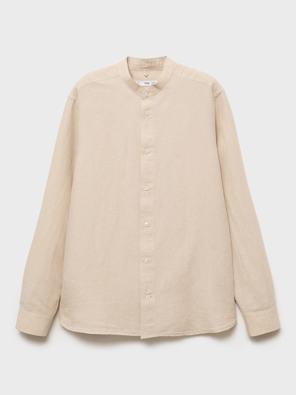 Product image 3 of 9, which shows Mango Chennai Linen Cotton Blend Shirt, Pastel Brown, S