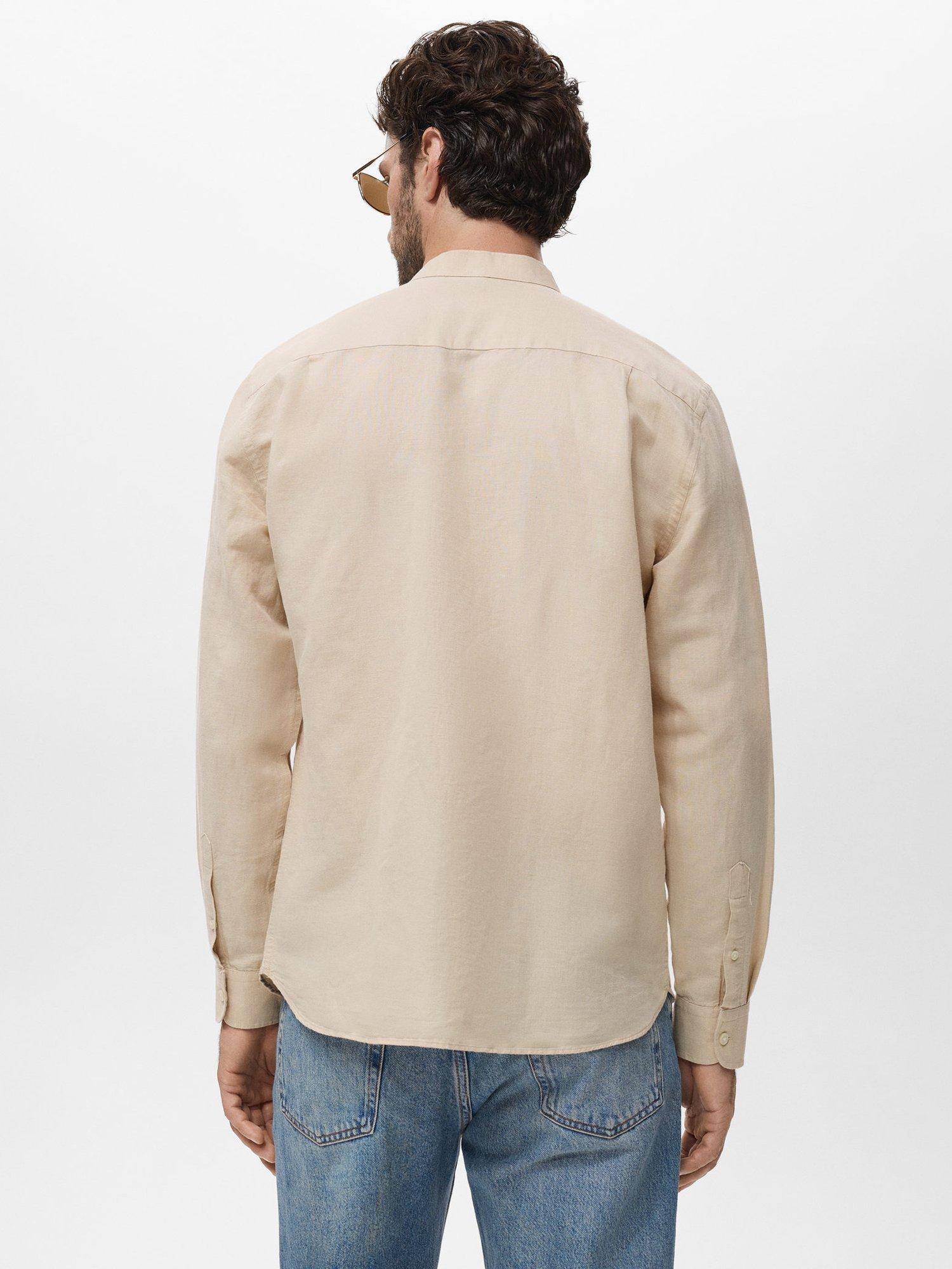 Product image 4 of 9, which shows Mango Chennai Linen Cotton Blend Shirt, Pastel Brown, S