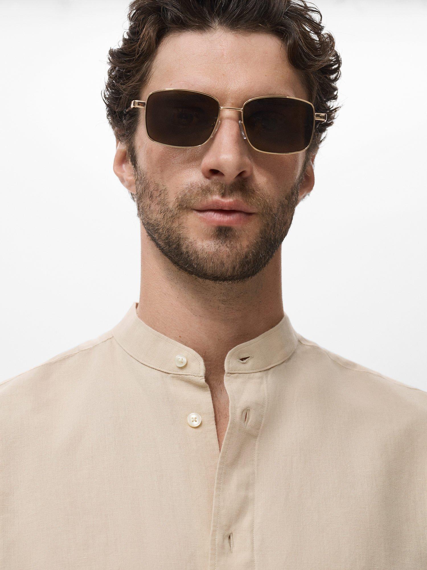 Product image 6 of 9, which shows Mango Chennai Linen Cotton Blend Shirt, Pastel Brown, S