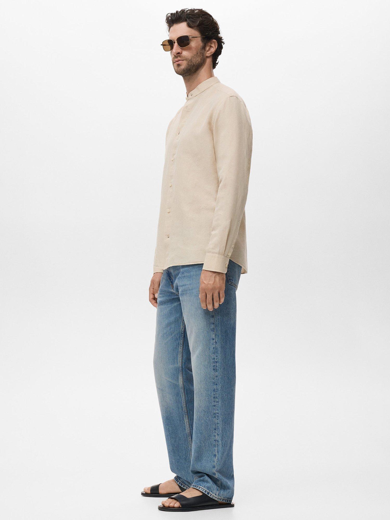 Product image 7 of 9, which shows Mango Chennai Linen Cotton Blend Shirt, Pastel Brown, S