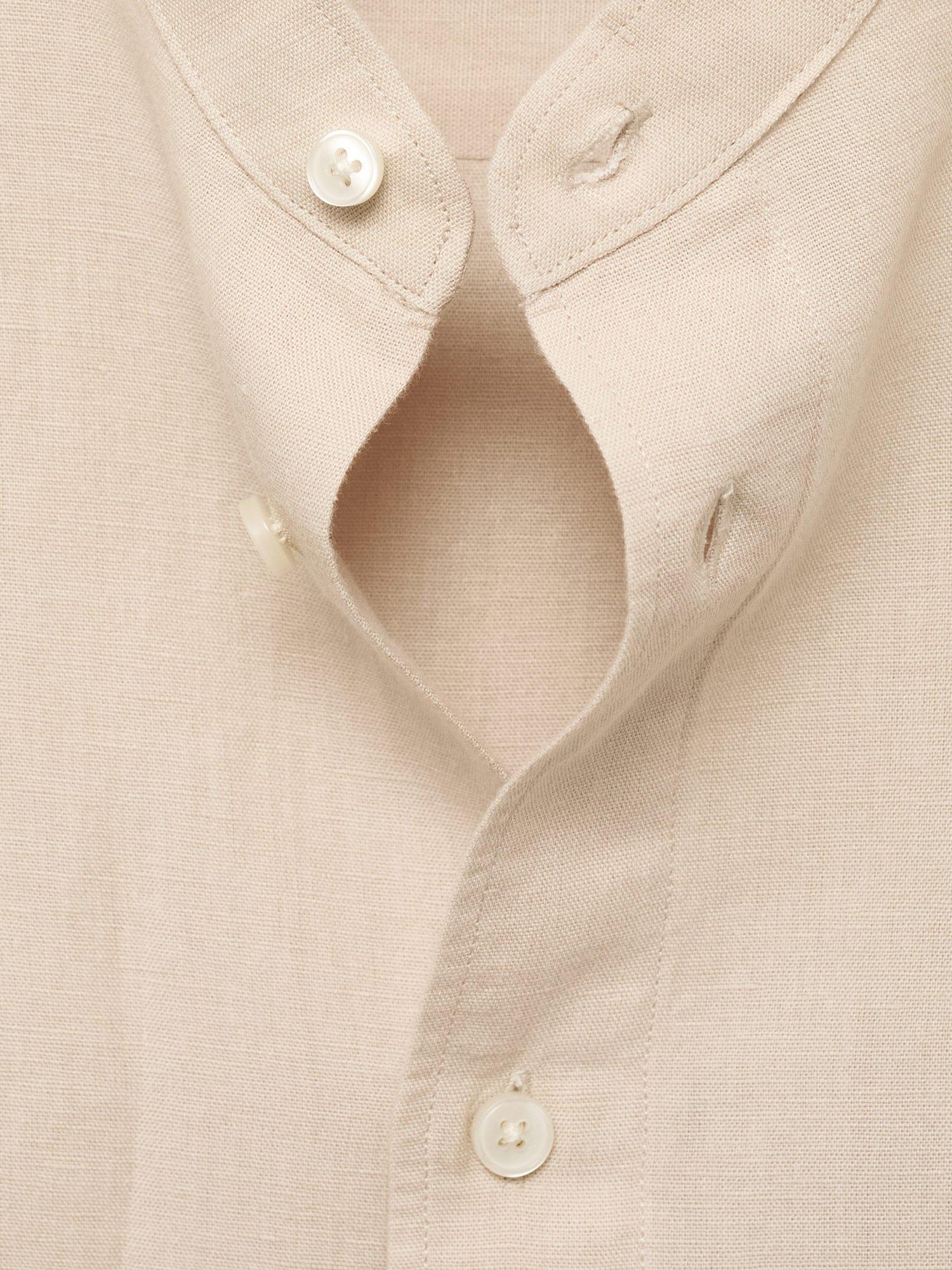 Product image 9 of 9, which shows Mango Chennai Linen Cotton Blend Shirt, Pastel Brown, S