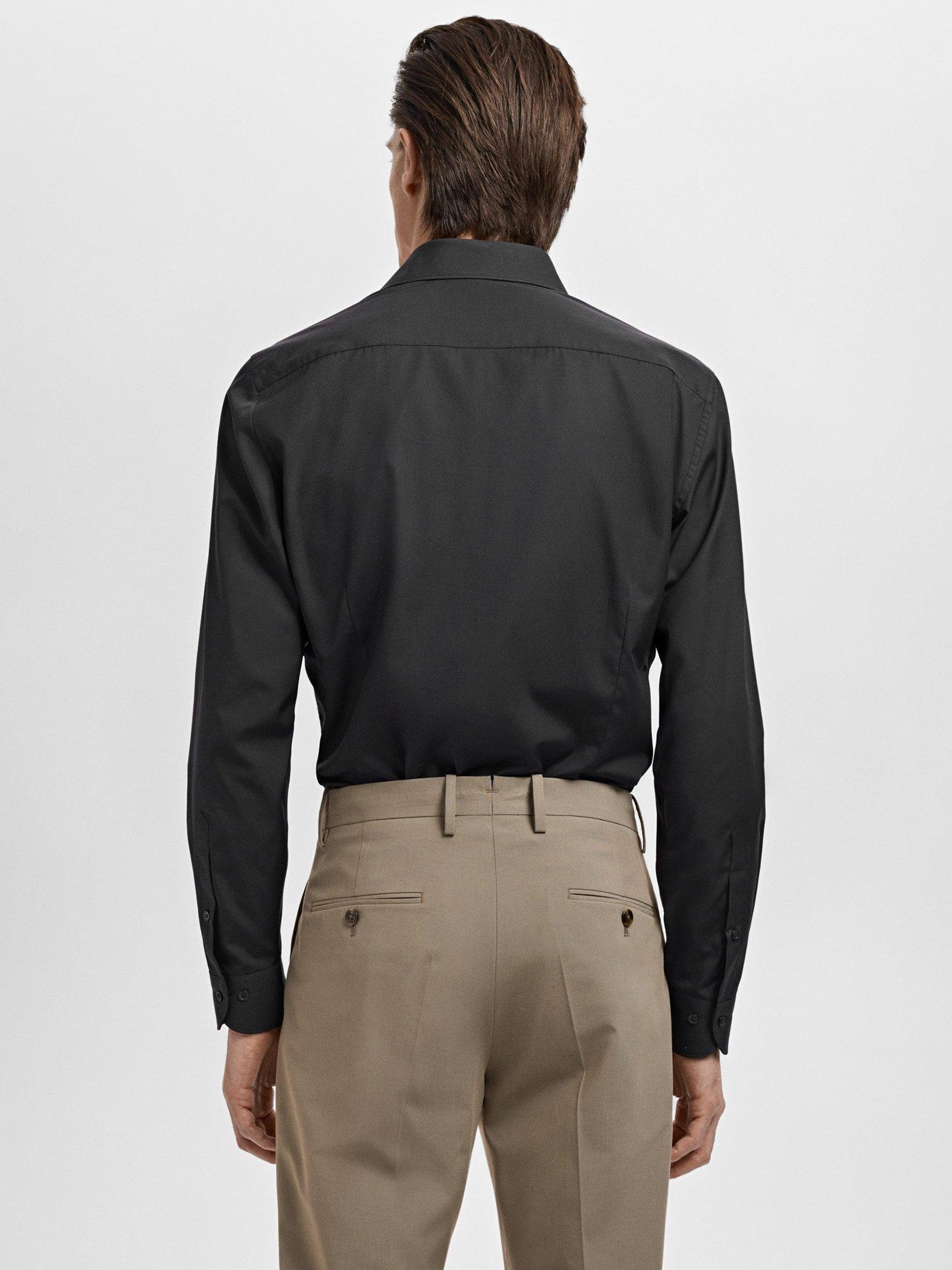 Product image 4 of 8, which shows Mango Emeritol Cotton Shirt, Black, L