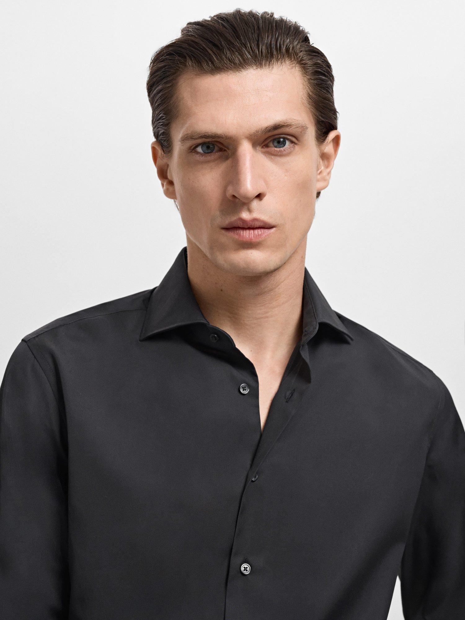 Product image 6 of 8, which shows Mango Emeritol Cotton Shirt, Black, L