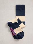 White Stuff Stripe Knee High Socks, Navy/Multi