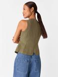 Whistles Petite Lottie Pinstripe Waistcoat, Khaki/Multi