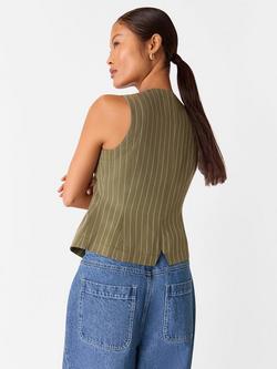 Whistles Petite Lottie Pinstripe Waistcoat, Khaki/Multi - view 2, Khaki/Multi