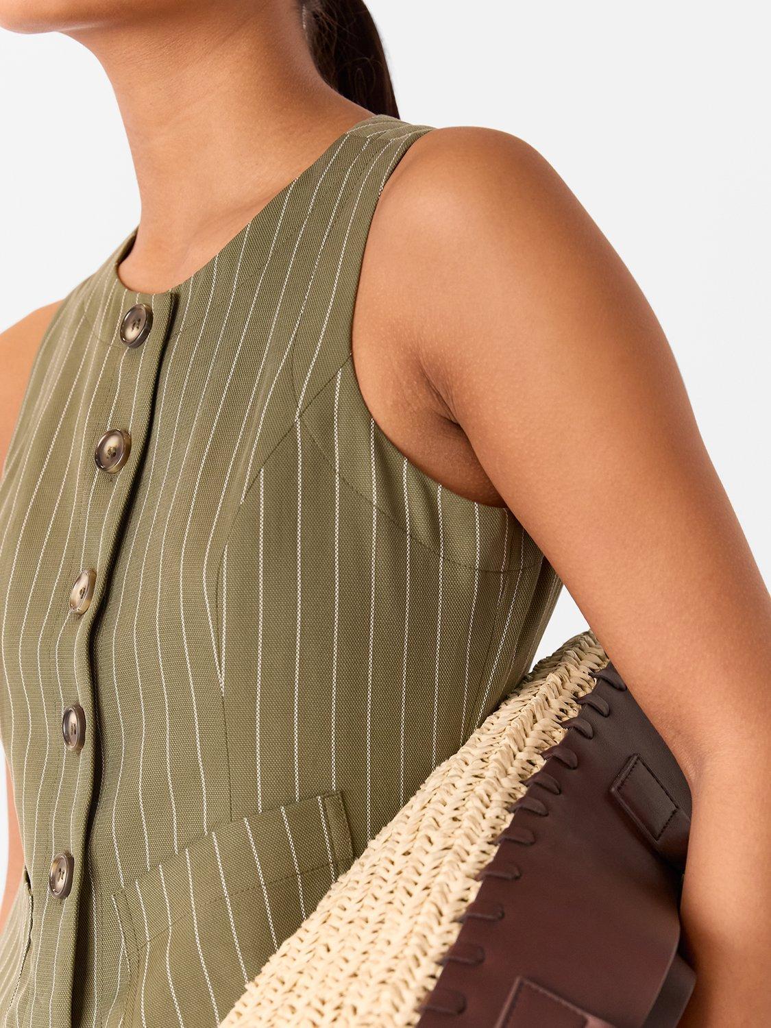 Product image 3 of 5, which shows Whistles Petite Lottie Pinstripe Waistcoat, , 6