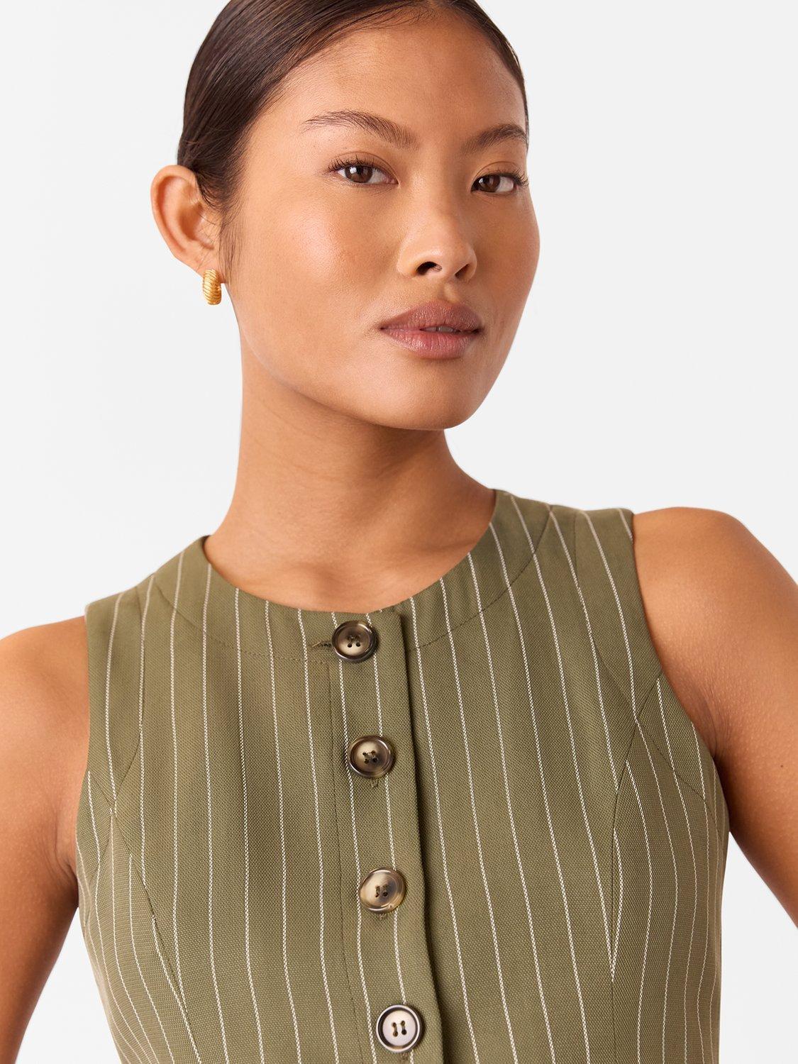 Product image 4 of 5, which shows Whistles Petite Lottie Pinstripe Waistcoat, , 6