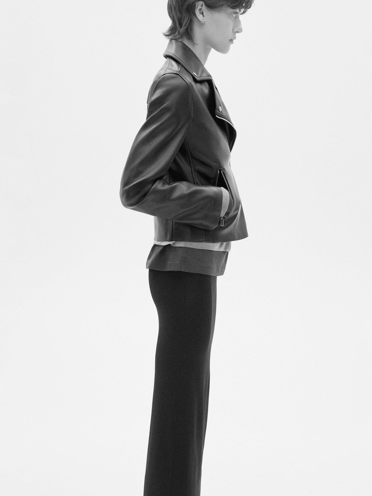 Product image 2 of 8, which shows Mango Liz Faux Leather Biker Jacket, Black, M