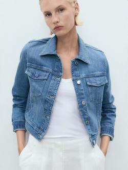 Mango Vicky Denim Jacket, Open Blue, Open Blue