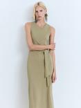 Mango Ferti Knot Detail Midi Dress, Beige Khaki