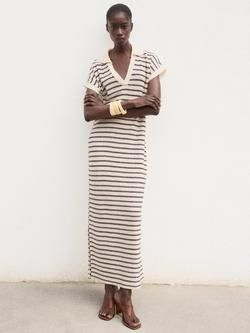 Mango Tunis Stripe Knit Dress, Navy